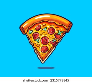 pizza slice illustration flat style vector 