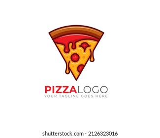 pizza slice illustration looks so delicious as emblem logo	
