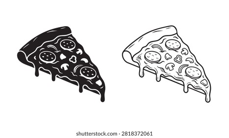 pizza slice illustration showing cheerful vegetable faces