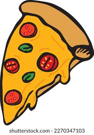 pizza slice illustration with toppings