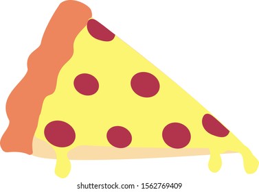 Pizza slice, illustration, vector on white background.