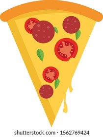 Pizza slice, illustration, vector on white background.