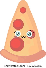 Pizza slice, illustration, vector on white background.