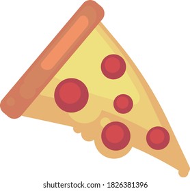 Pizza slice, illustration, vector on white background