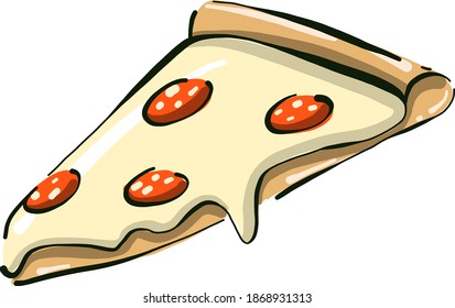 Pizza slice, illustration, vector on white background.