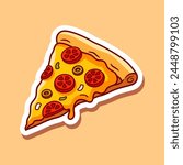 Pizza slice illustration vector. Pizza sticker