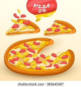 Pizza Slice With Ingredients : Vector Illustration