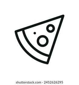 Pizza Slice Isolated Icon, Pepperoni Pizza Vektorgrafik Symbol mit editierbarem Strich