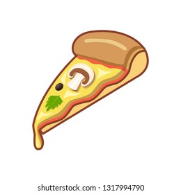 Pizza slice. Isolated on white background. Vector illustration.