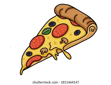 Pizza slice isolated on white