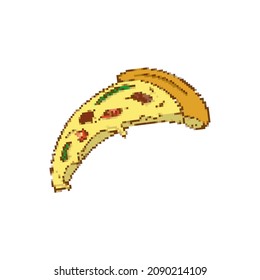 Pizzaausschnitt einzeln auf weißem Hintergrund. Schnelles Essen. Pixelkunst. Vektorgrafik.