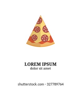 Pizza slice isolated on white background. Flat style element with shadow.