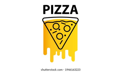 Pizza slice italian outline style icon. Vector isolated illustration