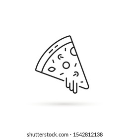 pizza slice like thin line icon. flat stroke trend modern simple logotype graphic art minimal black design isolated on white background. concept of fresh meat pie margherita, supreme or pepperoni
