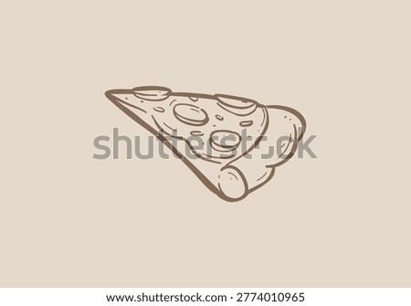 pizza slice line art hand drawn food doodle illustration