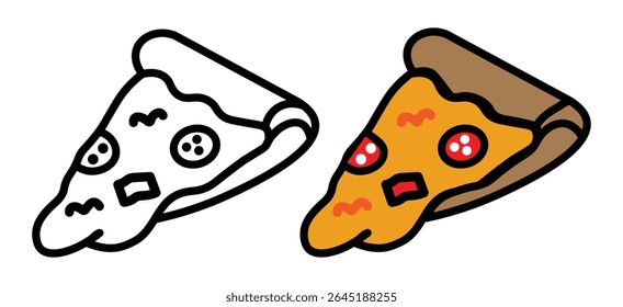 Pizza slice line icon Editable stroke. Vector