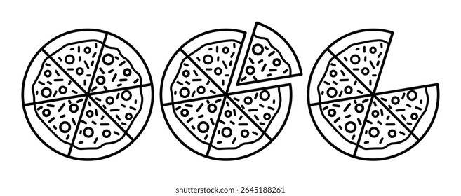 Pizza ícone de linha de fatia Traço editável. Vetor