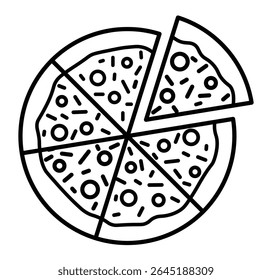 Pizza ícone de linha de fatia Traço editável. Vetor