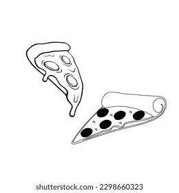 Pizza slice line icon. Pizza flat line icon. Pizza slice with pepperoni flat icon for apps and websites. Vector thin sign of italian fast food cafe logo. Pizzeria illustration. 