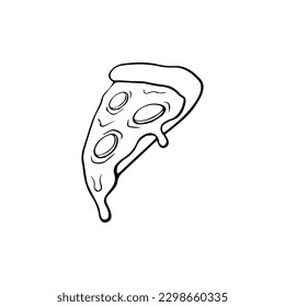 Pizza slice line icon. Pizza flat line icon. Pizza slice with pepperoni flat icon for apps and websites. Vector thin sign of italian fast food cafe logo. Pizzeria illustration. 