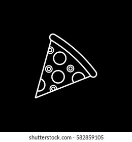 Pizza slice line icon, food & drink elements, Italian food sign, a linear pattern on a black background, eps 10.