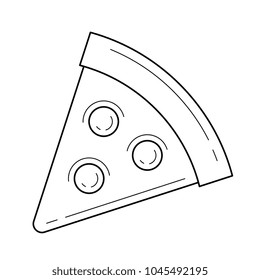 Pizza slice line icon isolated on white background. Vector line icon of italian pizza slice for infographic, website or app.