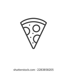 Pizza slice line icon. linear style sign for mobile concept and web design. Pepperoni pizza outline vector icon. Symbol, logo illustration. Vector graphics