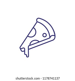 Pizza slice line icon. Pizzeria, Italian food, snack. Restaurant concept. Vector illustration can be used for topics like food, menu, unhealthy eating