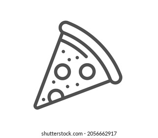 Pizza slice line icon. Pizzeria food sign. Fast food symbol. Quality design element. Line style pizza icon. Editable stroke. Vector