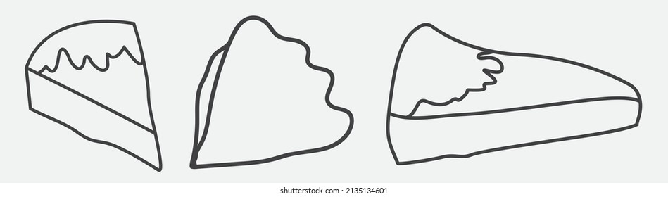 Pizza slice line icon set vector