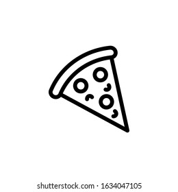 Pizza slice line icon. Thin simple linear symbol of italian fast food. Vector outline isolated illustration, logo for cafe, restaurant and pizzeria