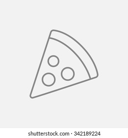 Pizza slice line icon for web, mobile and infographics. Vector dark grey icon isolated on light grey background.