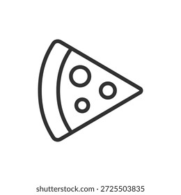 Pizza slice, linear icon. Fast food and Italian cuisine. Line with editable stroke.