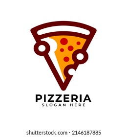 Pizza slice logo design icon vector illustration