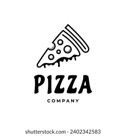 Pizza slice logo design in simple continuous line design style