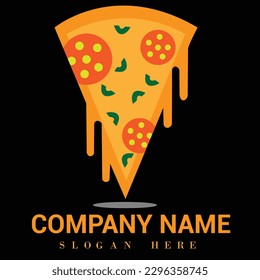 Pizza slice logo design vector file.