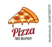 Pizza slice logo. An ideal logo option for fast food chains and pizza restaurants. Editable logo template.