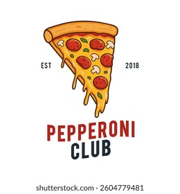 Pizza slice logo. Perfect for restaurants that offer high-quality pizzas. Editable logo template.