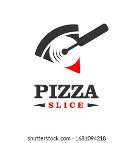 Símbolo de logotipo Pizza Slice Pizza y ilustración de concepto de corte Pizza