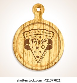 Pizza Slice Logo Vector Wooden Pizzeria Icon Equipment Plate Vector Pizza Design Elements Template For Logo Label Of Pizza Or Pizzeria On Vintage Retro New Wood Background That Make A Difference In Yo