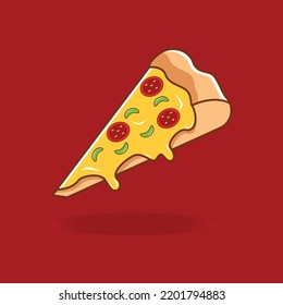 Pizzasschnitt schmolzene Cartoon-Illustration.  Lebensmittelvektorsymbol