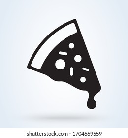 Pizza slice with melted cheese and pepperoni icon. symbol vector illustration