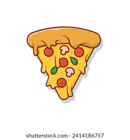 Pizza slice with melted cheese and pepperoni vector illustration suitable for National Pizza Day