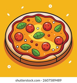 Pizza Slice Melted Floating Cartoon Vector Icon Illustration Food Object Icon Isolated Flat Vector