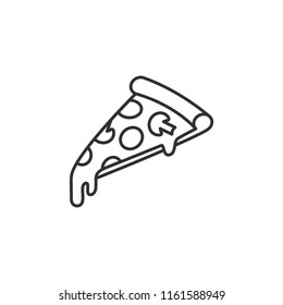 Pizza slice with melting cheese linear isometric minimal vector illustration icon isolated on white
