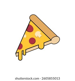 Pizza slice with melting cheese stock illustration