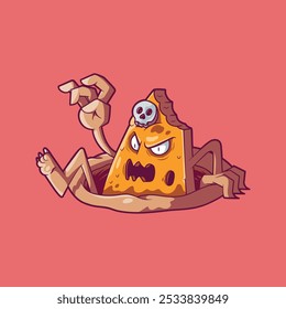 A Pizza Slice Monster Character vector illustration. Fast food, mascot design concept.