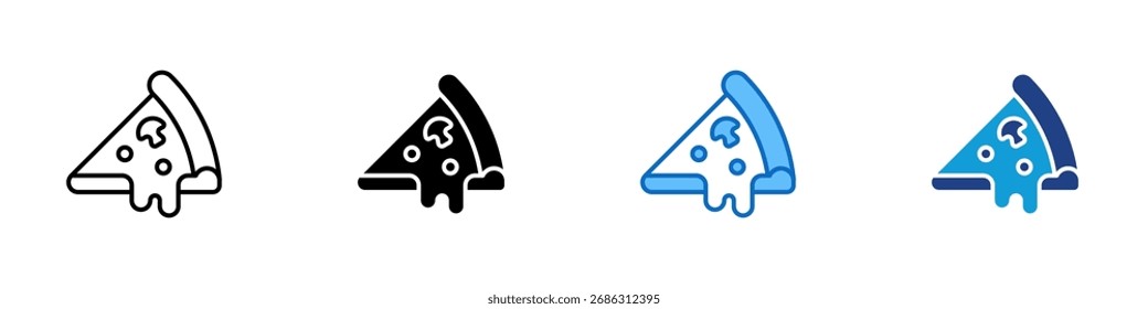 Pizza Slice Vector de diseño de íconos de estilo múltiple: derretir la rebanada de pizza, que simboliza la comida rápida, el refrigerio y la cocina italiana