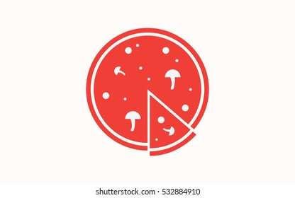 Pizza and its slice, mushroom
