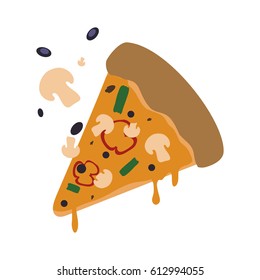 pizza slice mushrooms cheese